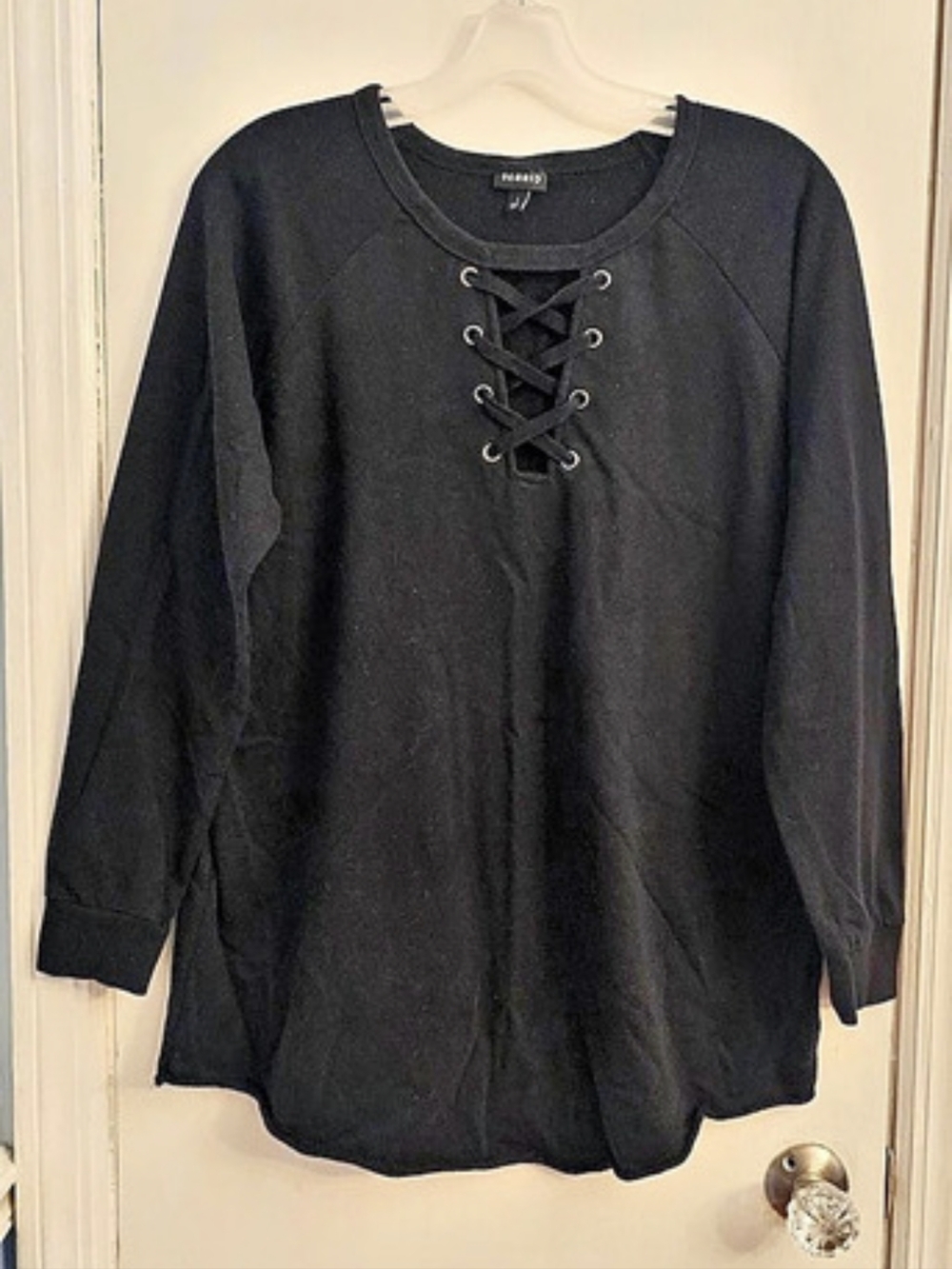 TORRID Black Lace-Up Top Size 1